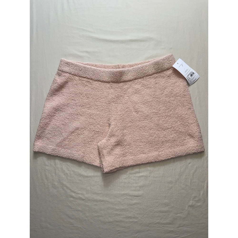 Isabel Maternity by Ingrid & Isabel Taupe Pink Fuzzy Knit Lounge Shorts L NWT